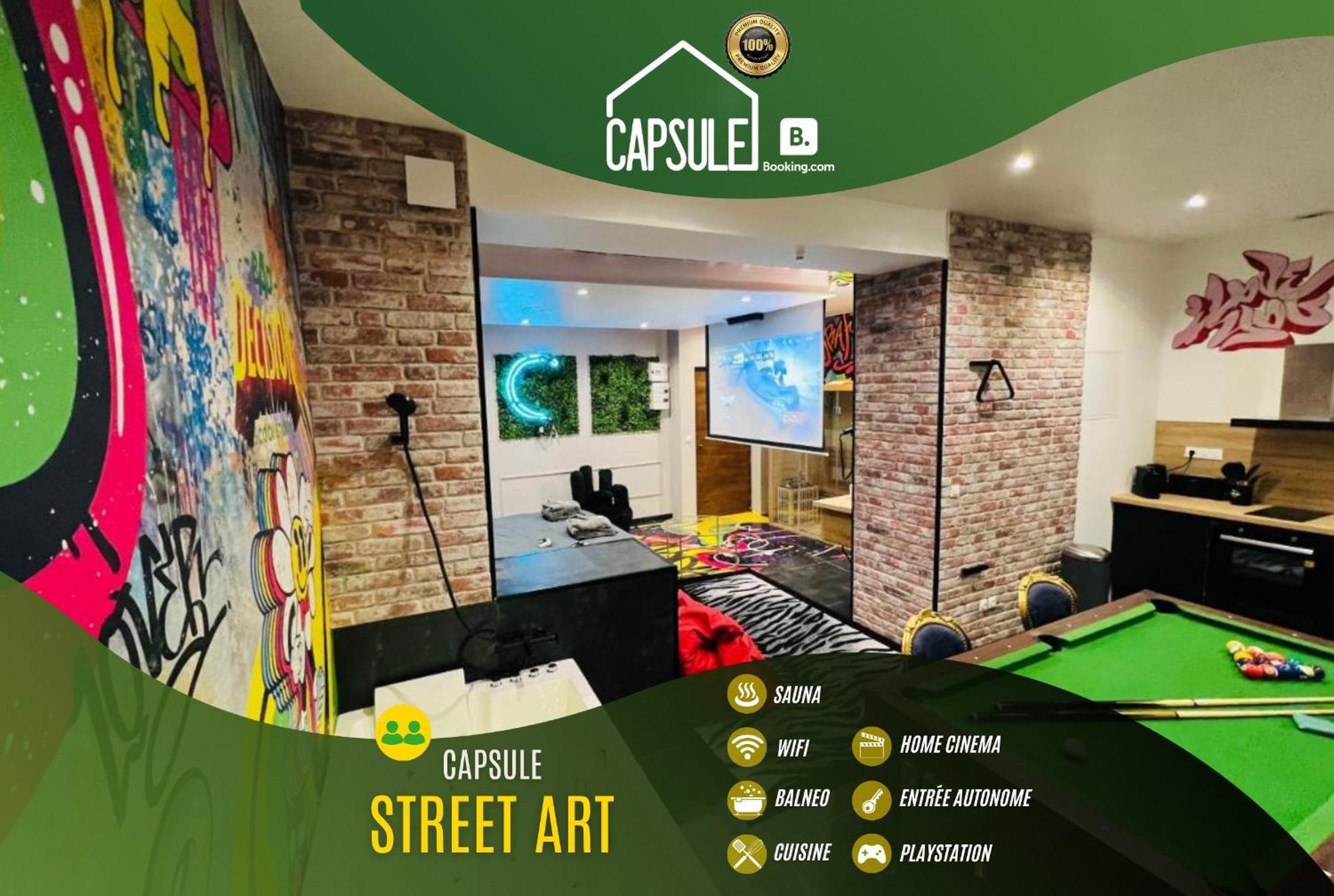 Capsule Street Art - Sauna- Jacuzzi - Playstation 5 - Billard - Netflix - Home Cinema - Terrasse ドゥエー エクステリア 写真